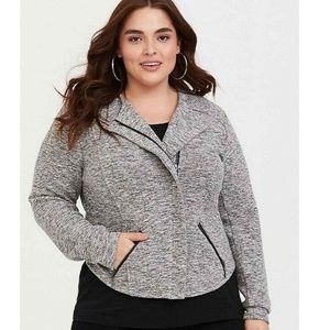 TORRID gray knit moto zip-up jacket